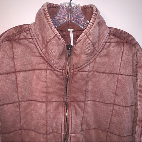 Free People Dolman Quilted Jacket Cherry Cola L - Picture 14 of 16